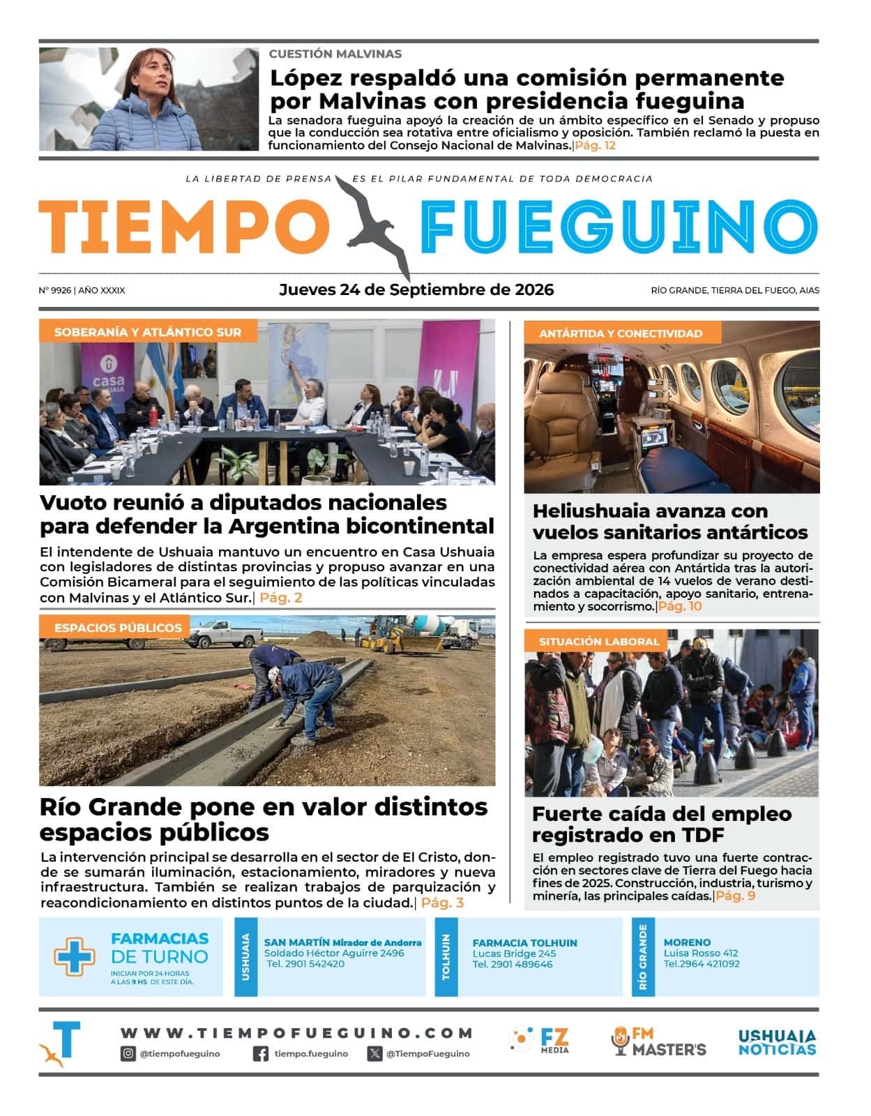 Portada del jueves 24 de septiembre