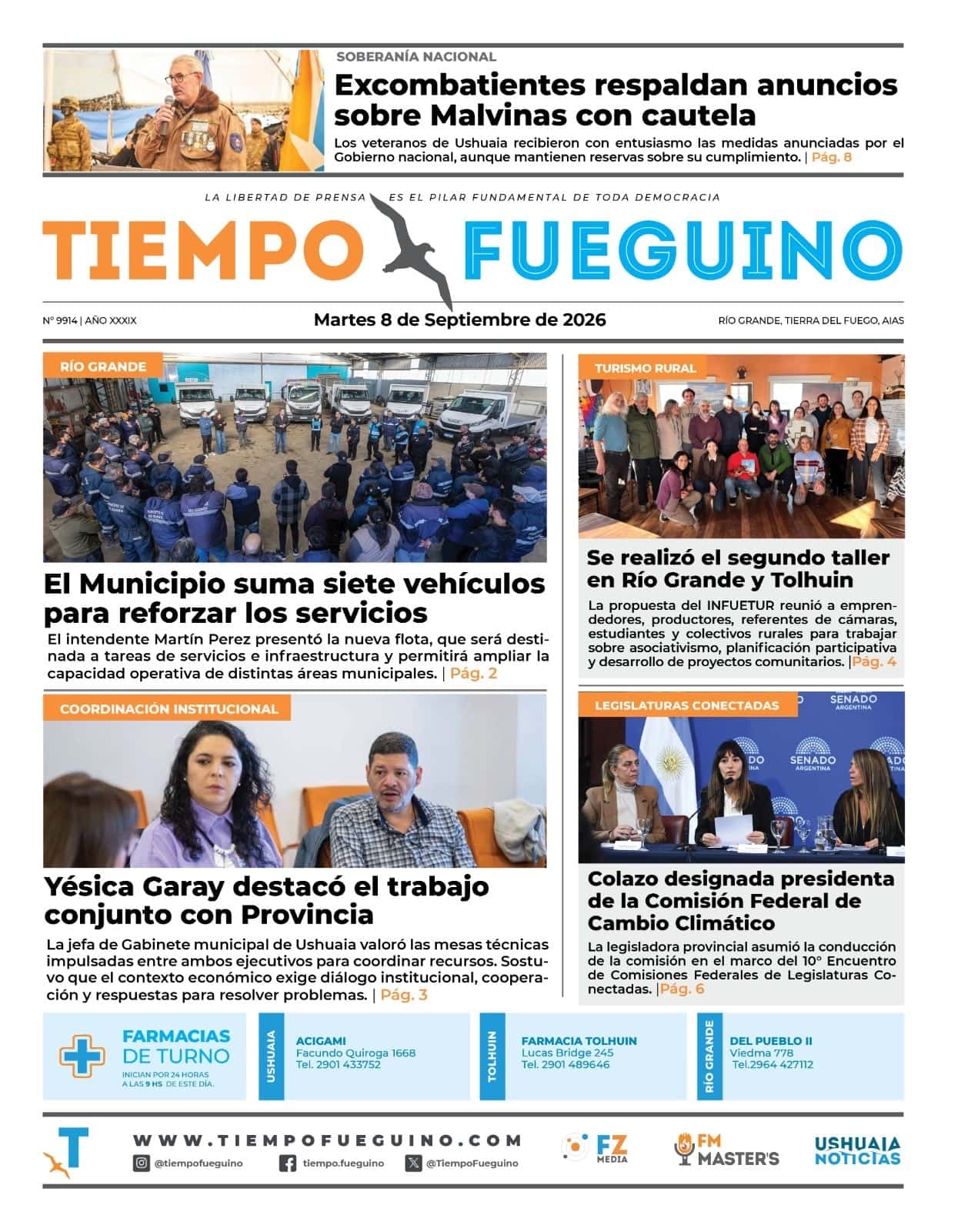 Portada del martes 8 de septiembre