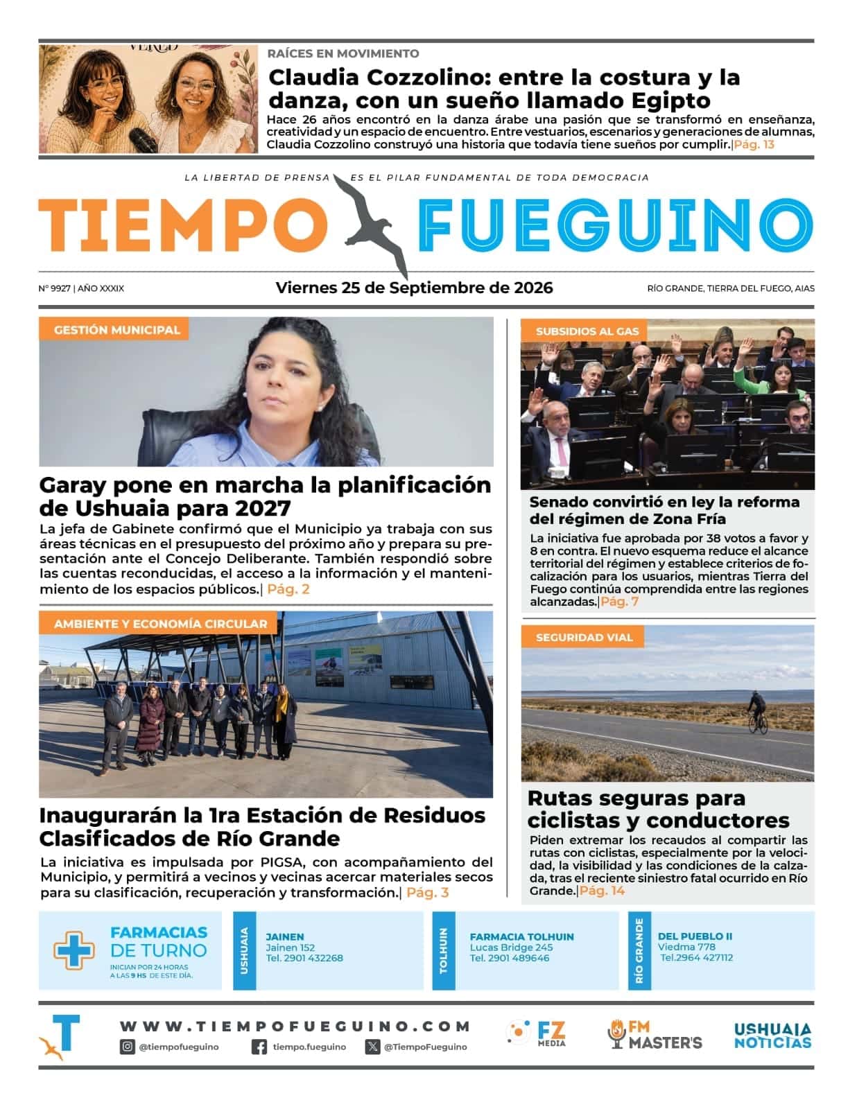 Portada del viernes 25 de septiembre