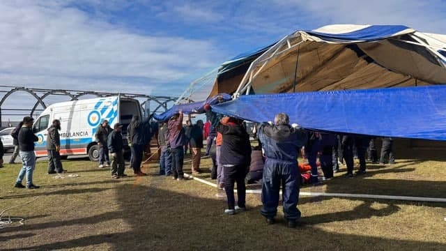 Un veterano de Guerra sufrió fuerte caída en el armado de la Carpa