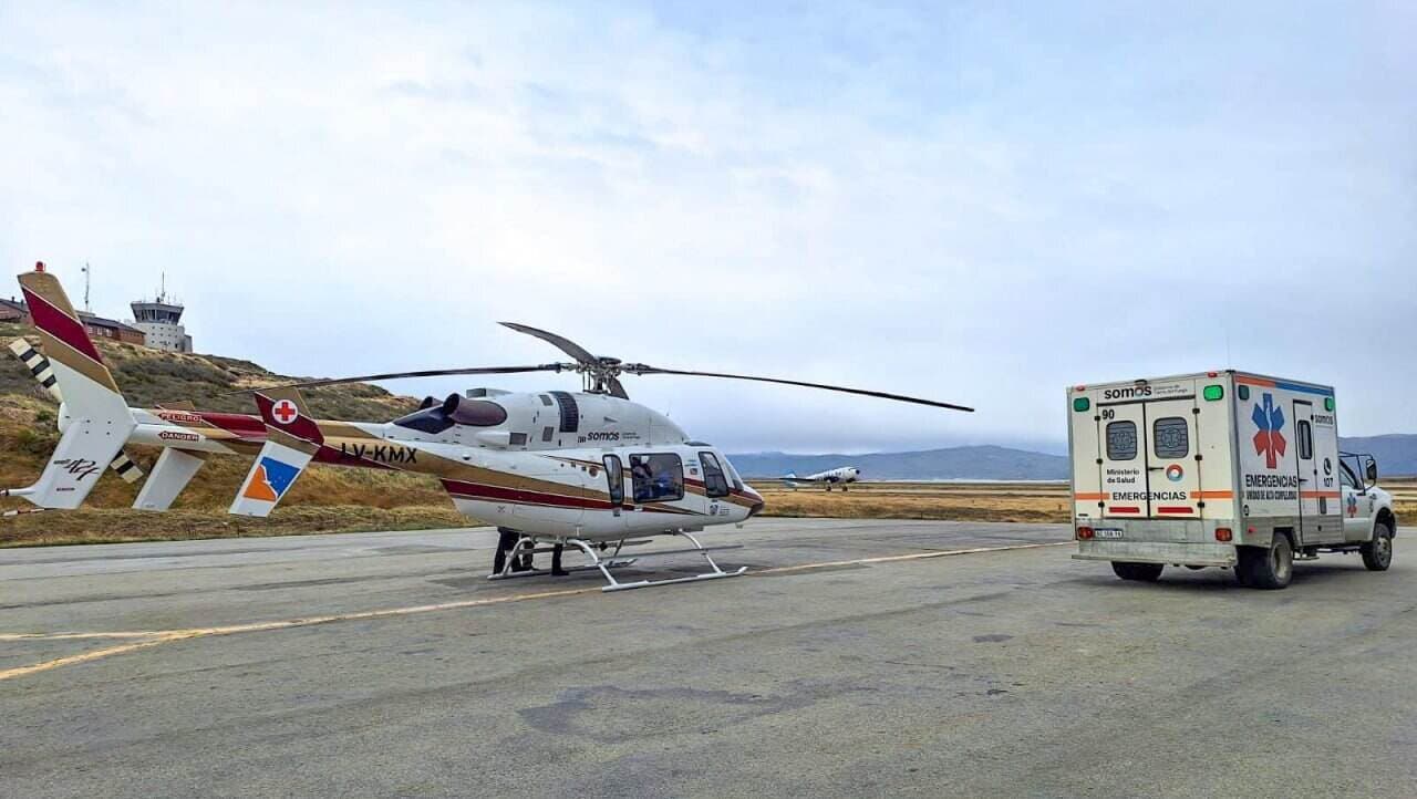 La Provincia realizó la Primera Aeroevacuación Sanitaria oficial con el Helicóptero BELL 427
