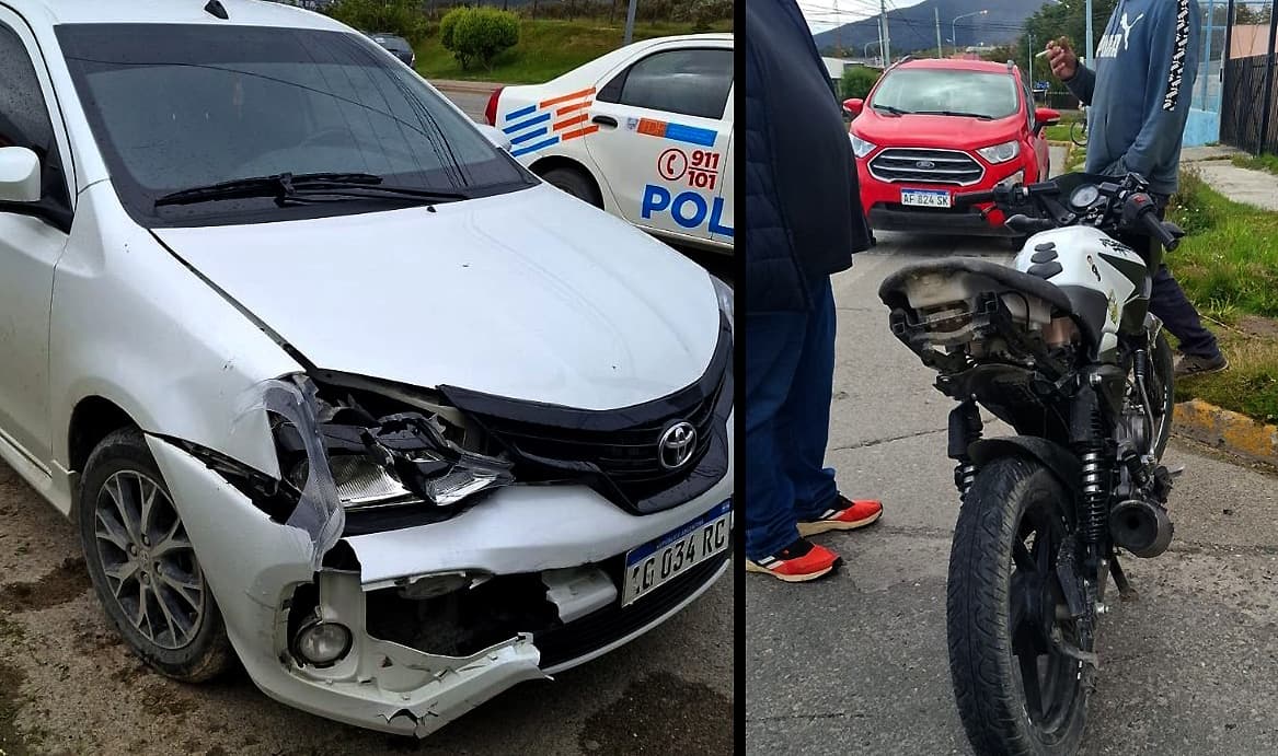 Colisión entre una motocicleta y un automóvil