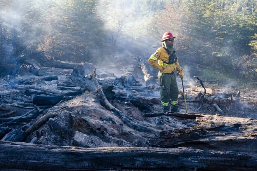 Continúa el trabajo de brigadistas para extinguir el incendio forestal en la estancia San Justo