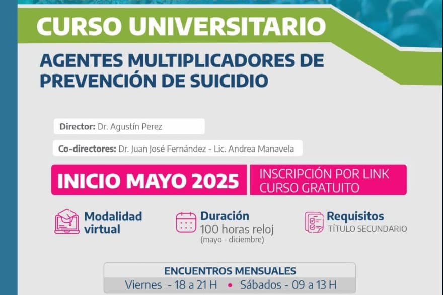 Abrieron inscripciones para el curso de ‘agentes multiplicadores de prevención del suicidio’ en la provincia