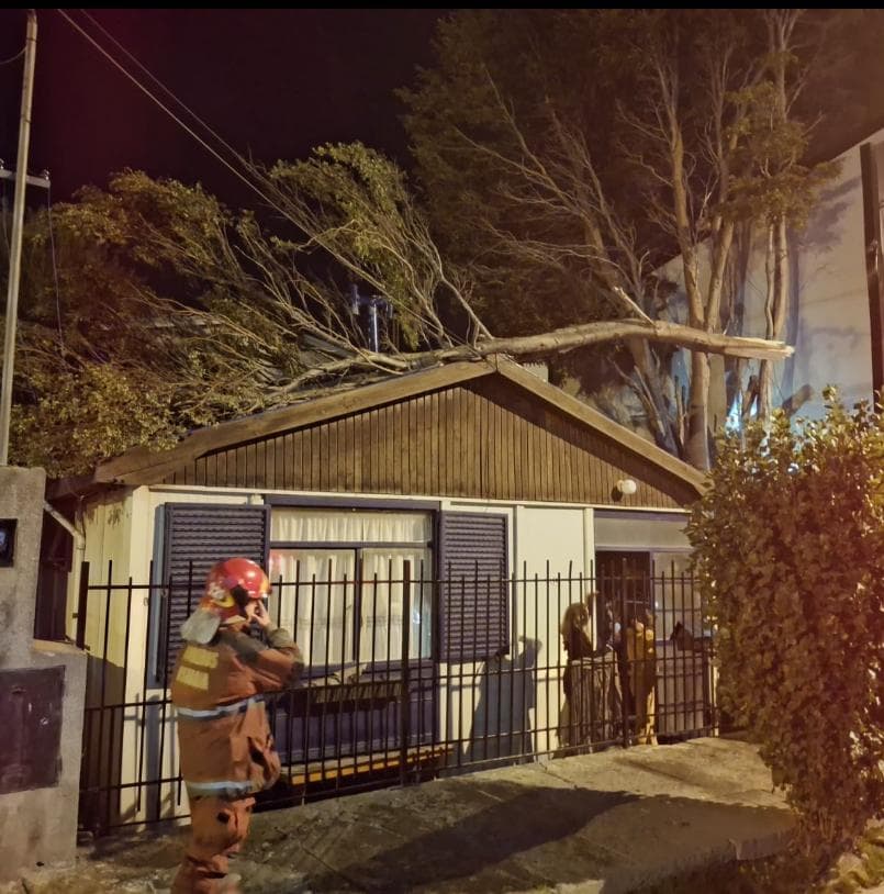 Intensos vientos en Ushuaia: Daños en una vivienda y automóviles