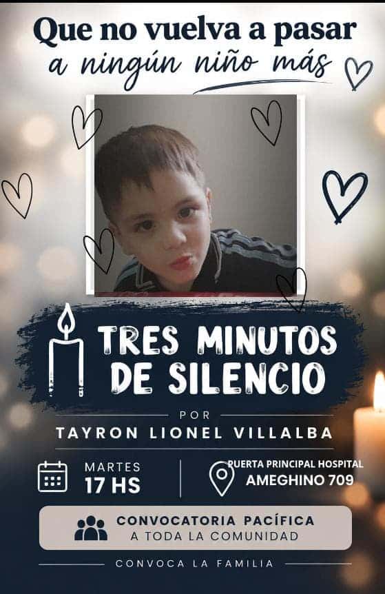 Convocan a una marcha a las puertas del hospital por la muerte del pequeño Tayron