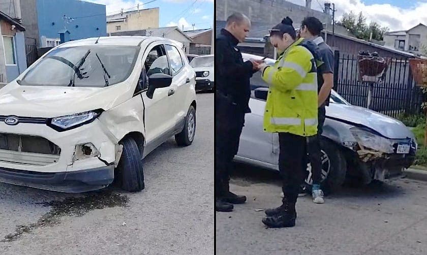 Una camioneta chocó la parte delantera derecha de un auto